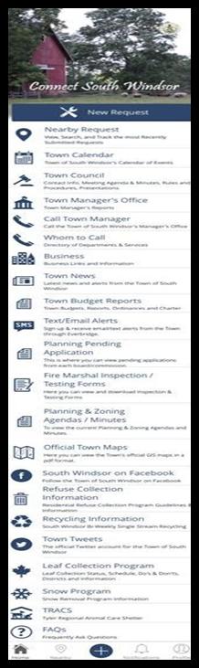 screenshot of connect south windsor app showing differenct categories