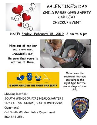 Free children car seat checkups at SW Fire Headquarters on 2/15/19 at 3 pm